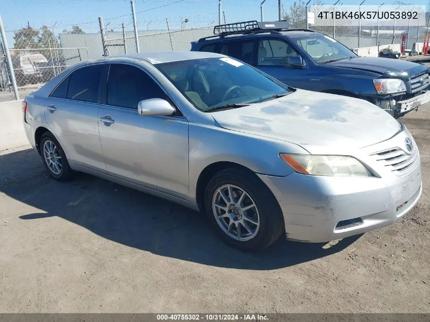 2007 Toyota Camry Le V6 VIN: 4T1BK46K57U053892 Lot: 40755302