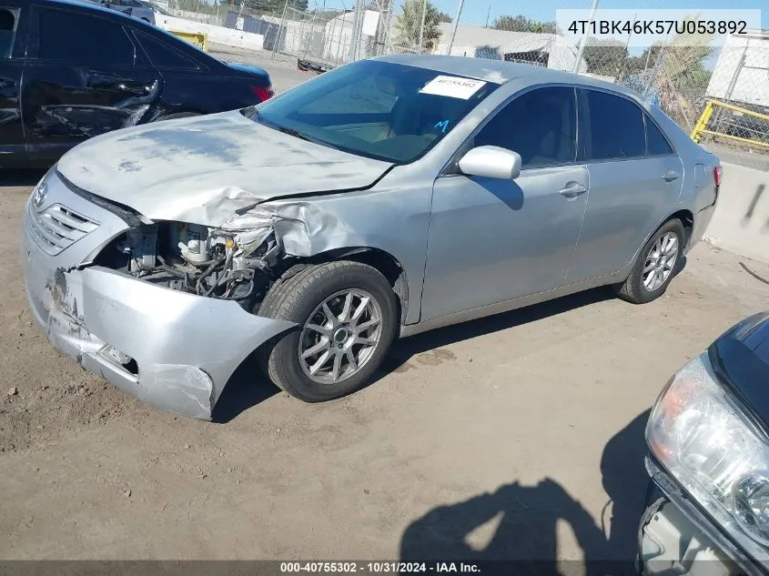 2007 Toyota Camry Le V6 VIN: 4T1BK46K57U053892 Lot: 40755302