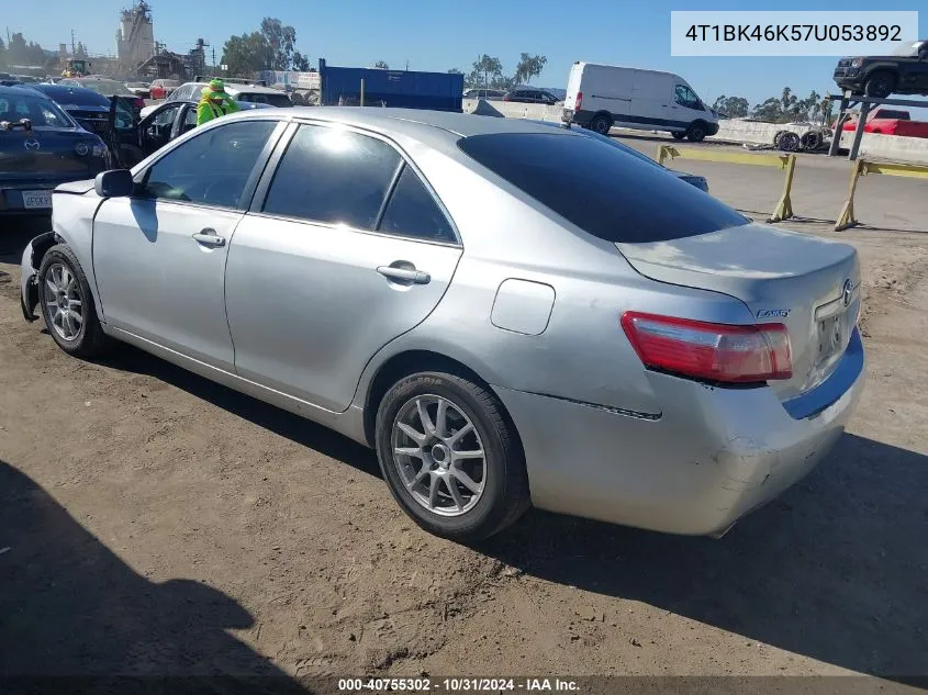 4T1BK46K57U053892 2007 Toyota Camry Le V6