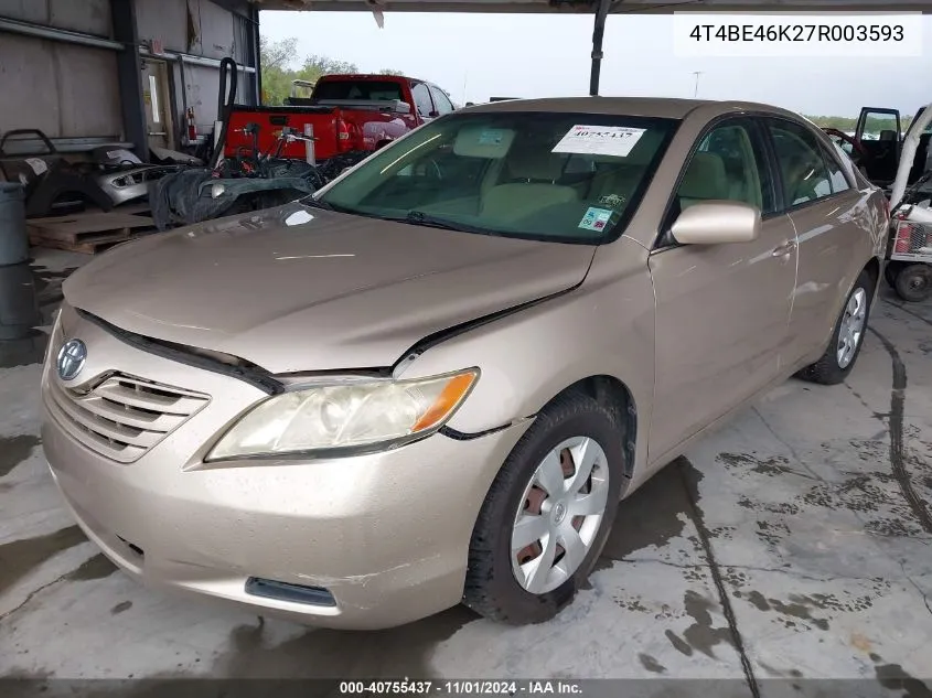 4T4BE46K27R003593 2007 Toyota Camry Le