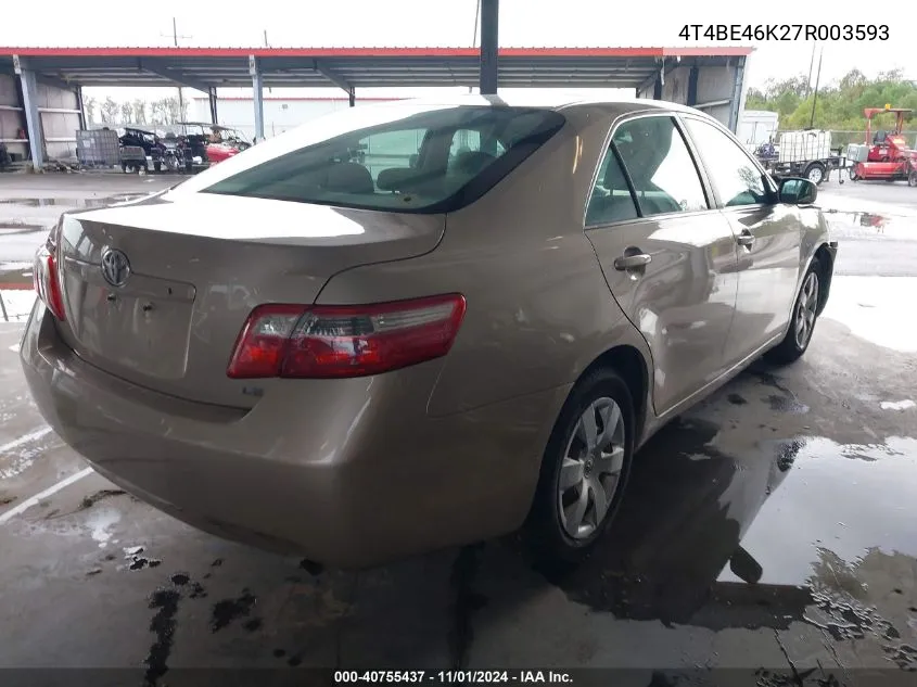 2007 Toyota Camry Le VIN: 4T4BE46K27R003593 Lot: 40755437