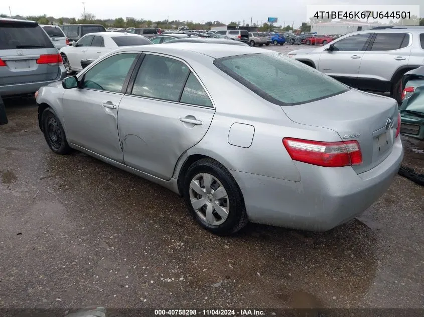 2007 Toyota Camry Le VIN: 4T1BE46K67U644501 Lot: 40758298