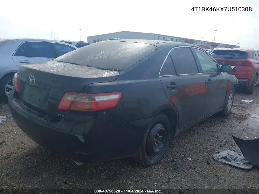 2007 Toyota Camry Xle V6 VIN: 4T1BK46KX7U510308 Lot: 40758528