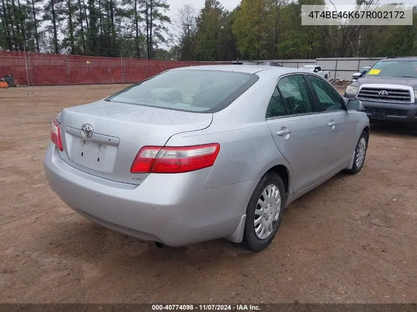 2007 Toyota Camry Le VIN: 4T4BE46K67R002172 Lot: 40774098