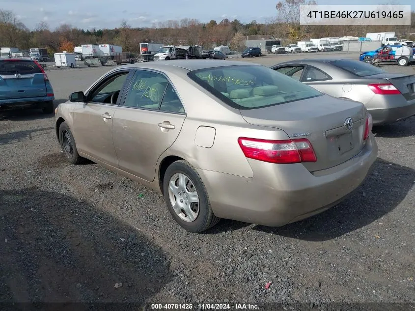 2007 Toyota Camry Le VIN: 4T1BE46K27U619465 Lot: 40781425