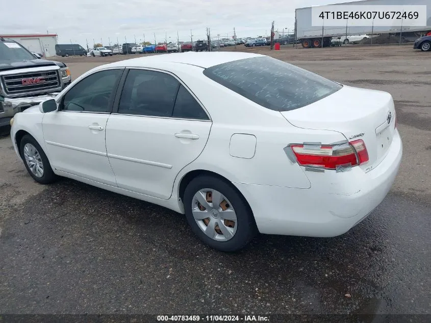 2007 Toyota Camry Le VIN: 4T1BE46K07U672469 Lot: 40783459