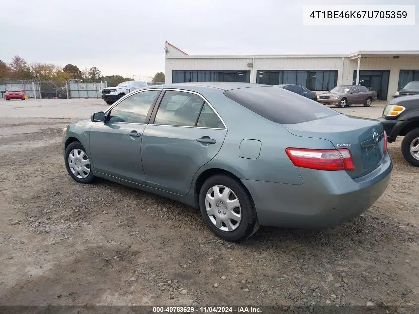 2007 Toyota Camry Le VIN: 4T1BE46K67U705359 Lot: 40783629