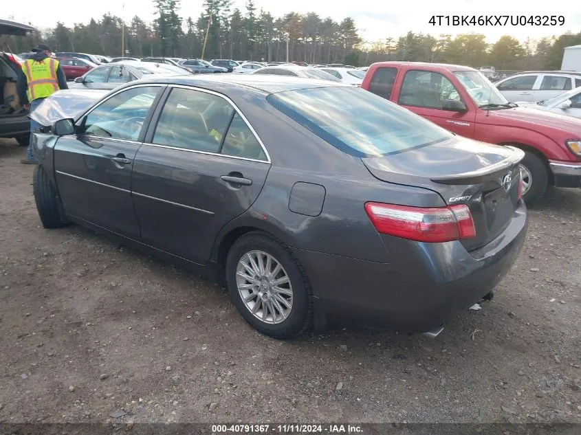 2007 Toyota Camry Xle V6 VIN: 4T1BK46KX7U043259 Lot: 40791367