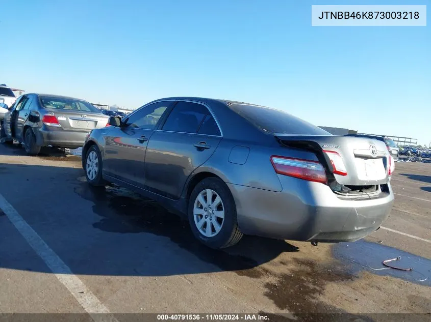 2007 Toyota Camry Hybrid VIN: JTNBB46K873003218 Lot: 40791536