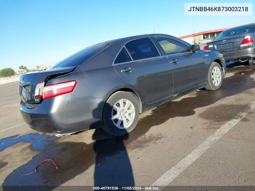 2007 Toyota Camry Hybrid VIN: JTNBB46K873003218 Lot: 40791536