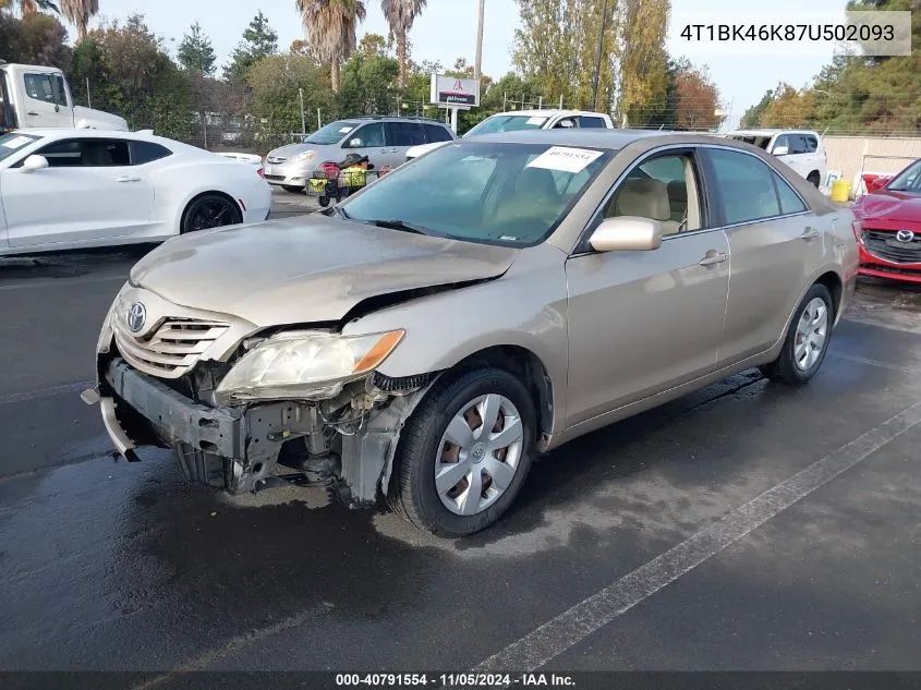 2007 Toyota Camry Le V6 VIN: 4T1BK46K87U502093 Lot: 40791554