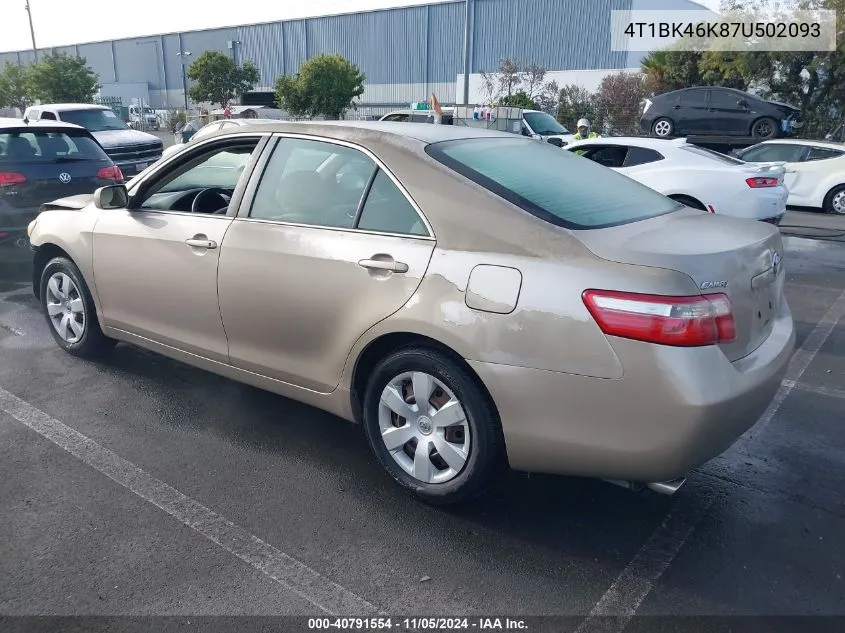 2007 Toyota Camry Le V6 VIN: 4T1BK46K87U502093 Lot: 40791554