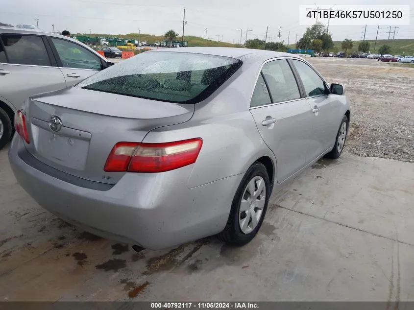 2007 Toyota Camry Le VIN: 4T1BE46K57U501250 Lot: 40792117