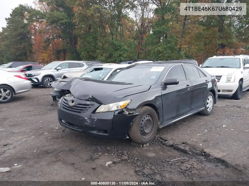 2007 Toyota Camry Se VIN: 4T1BE46K67U680429 Lot: 40800130