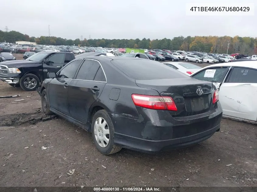 2007 Toyota Camry Se VIN: 4T1BE46K67U680429 Lot: 40800130