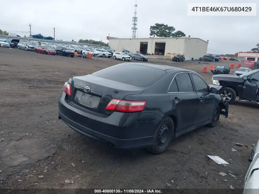 2007 Toyota Camry Se VIN: 4T1BE46K67U680429 Lot: 40800130