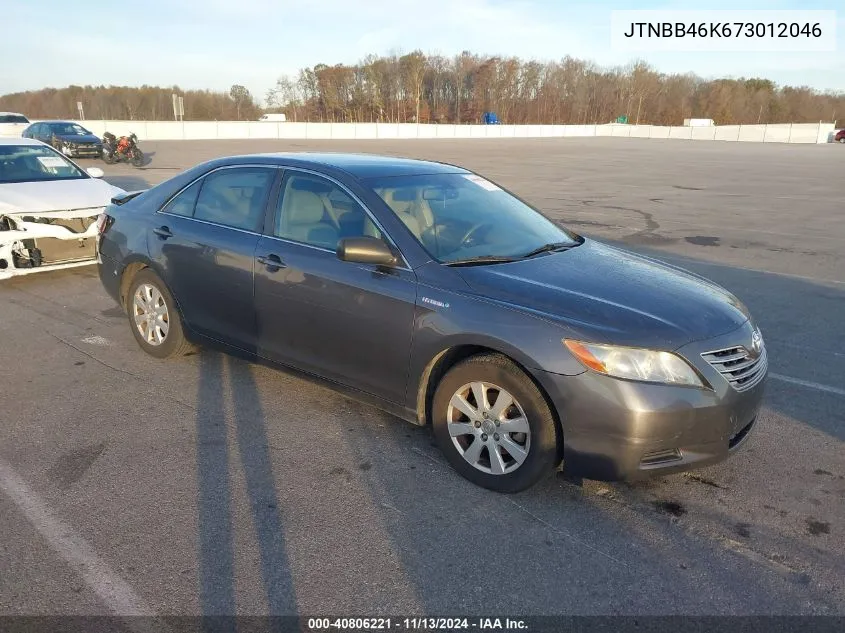 2007 Toyota Camry Hybrid VIN: JTNBB46K673012046 Lot: 40806221