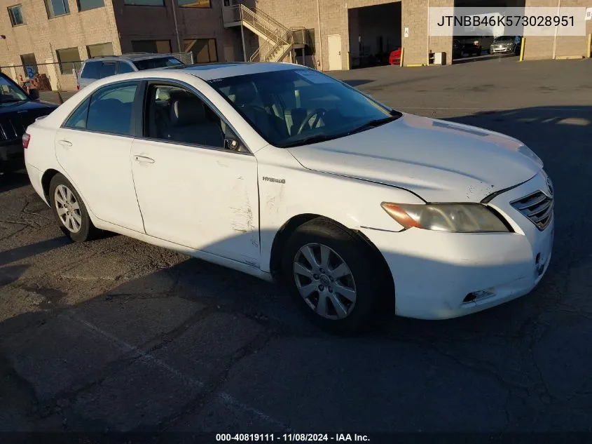 2007 Toyota Camry Hybrid VIN: JTNBB46K573028951 Lot: 40819111