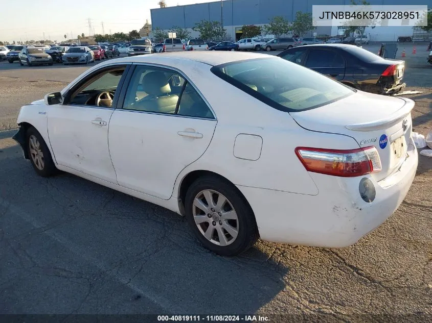 2007 Toyota Camry Hybrid VIN: JTNBB46K573028951 Lot: 40819111