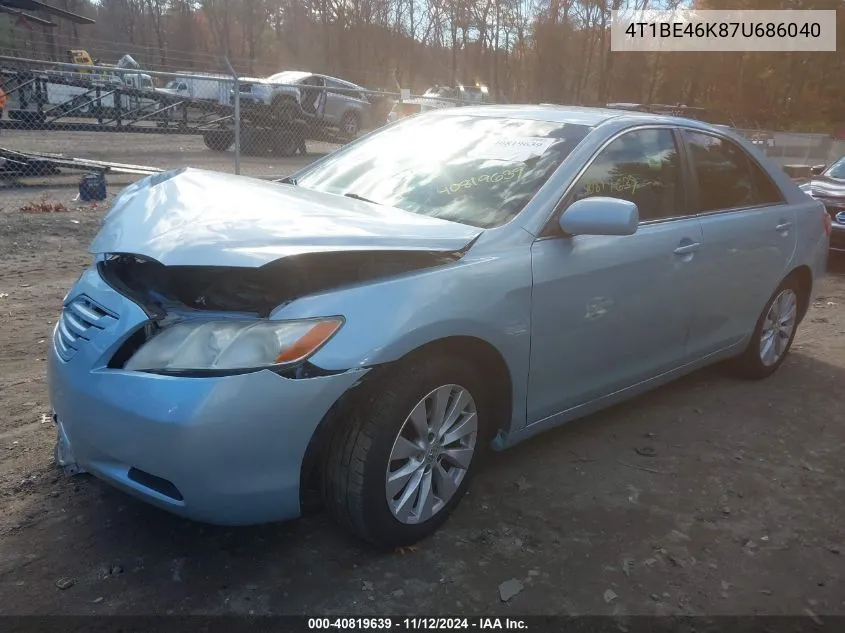 2007 Toyota Camry Le VIN: 4T1BE46K87U686040 Lot: 40819639