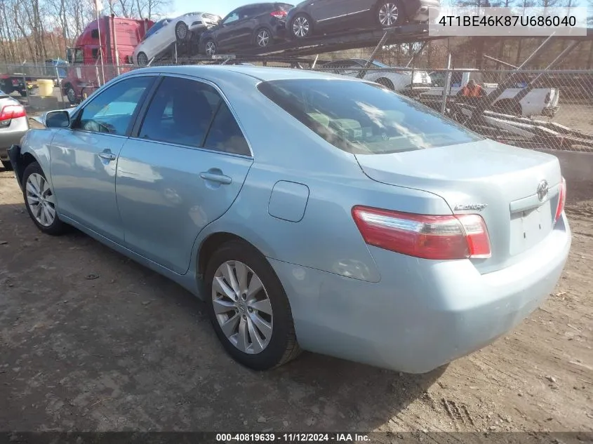 2007 Toyota Camry Le VIN: 4T1BE46K87U686040 Lot: 40819639