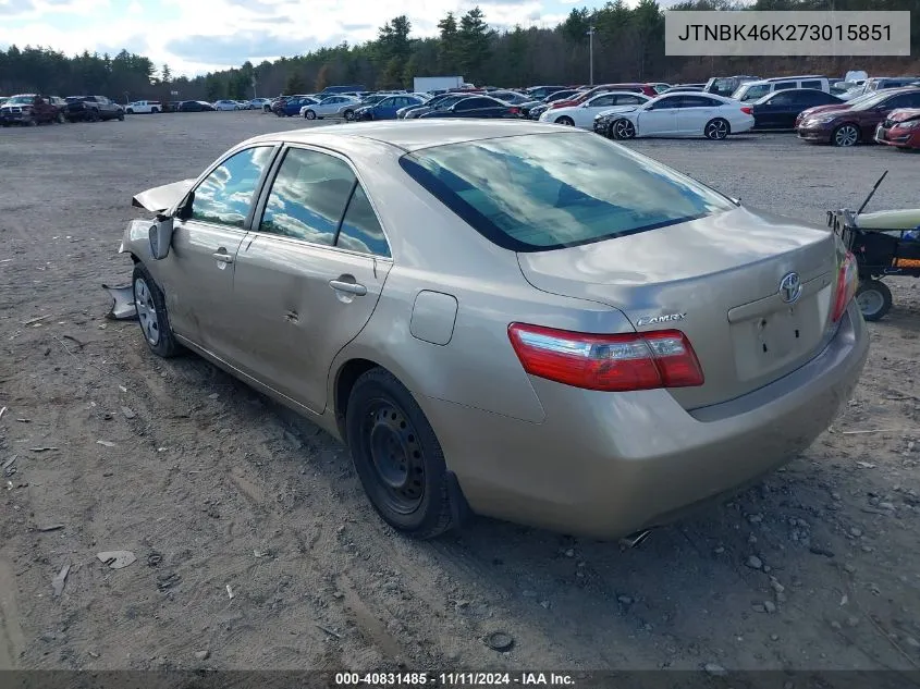 2007 Toyota Camry Le V6 VIN: JTNBK46K273015851 Lot: 40831485