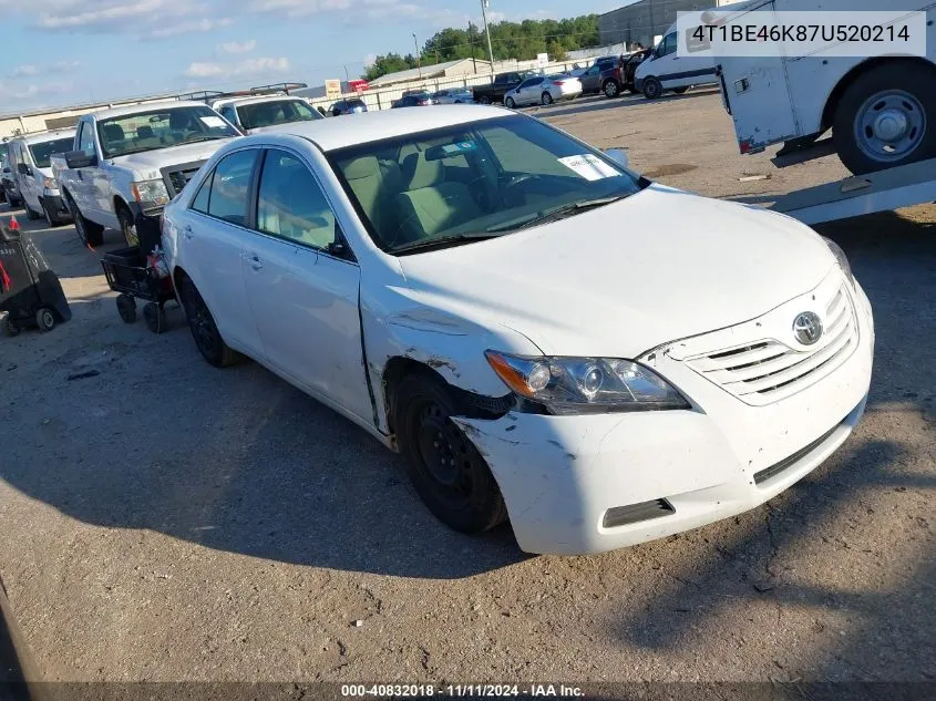 2007 Toyota Camry Le VIN: 4T1BE46K87U520214 Lot: 40832018