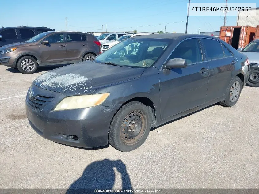 2007 Toyota Camry Le VIN: 4T1BE46K67U542955 Lot: 40838886