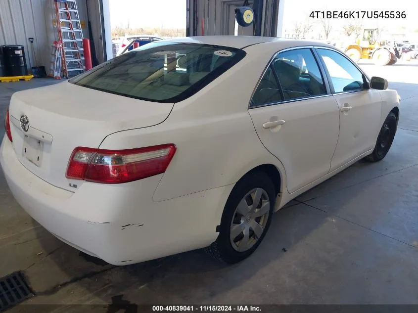 2007 Toyota Camry Le VIN: 4T1BE46K17U545536 Lot: 40839041