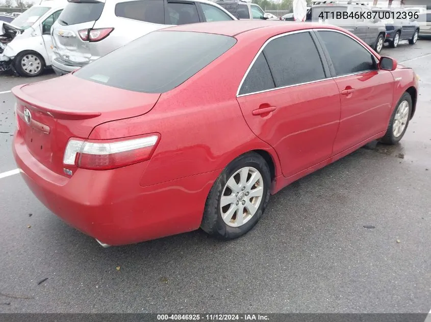 4T1BB46K87U012396 2007 Toyota Camry Hybrid