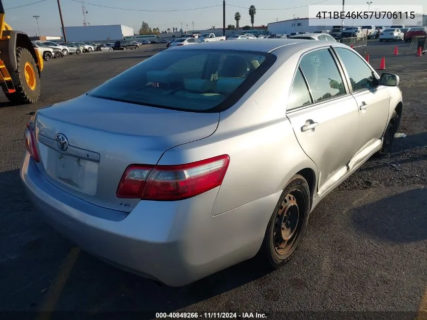 2007 Toyota Camry Le VIN: 4T1BE46K57U706115 Lot: 40849266