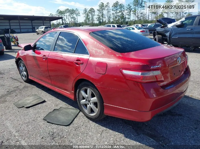 2007 Toyota Camry Se V6 VIN: 4T1BK46K27U025189 Lot: 40849872