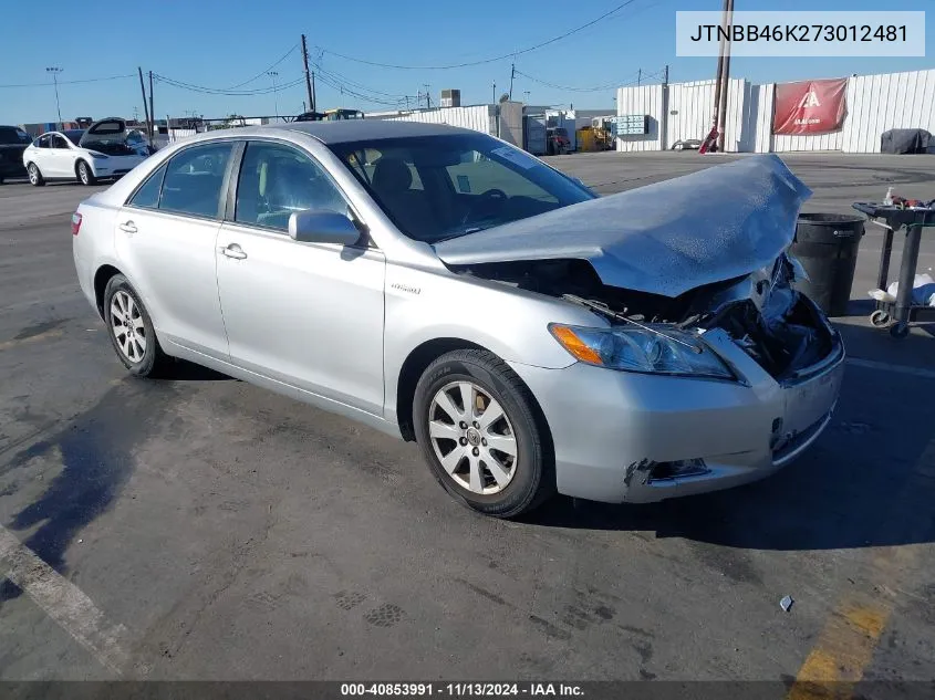 2007 Toyota Camry Hybrid VIN: JTNBB46K273012481 Lot: 40853991