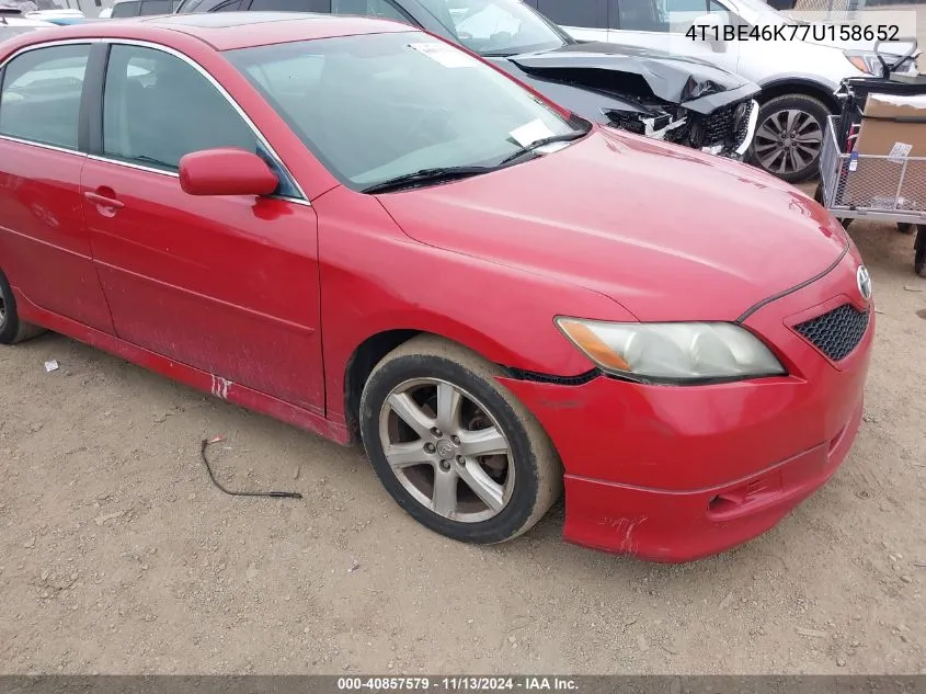 2007 Toyota Camry Se VIN: 4T1BE46K77U158652 Lot: 40857579