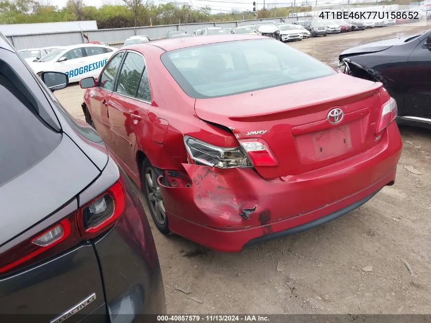 2007 Toyota Camry Se VIN: 4T1BE46K77U158652 Lot: 40857579