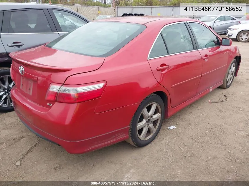 2007 Toyota Camry Se VIN: 4T1BE46K77U158652 Lot: 40857579