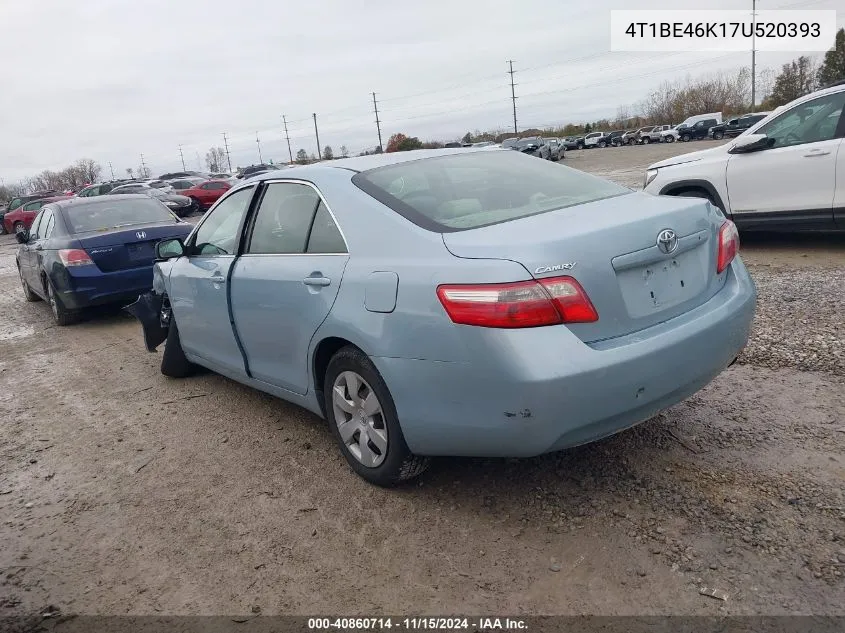 2007 Toyota Camry Le VIN: 4T1BE46K17U520393 Lot: 40860714