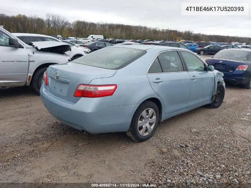 2007 Toyota Camry Le VIN: 4T1BE46K17U520393 Lot: 40860714