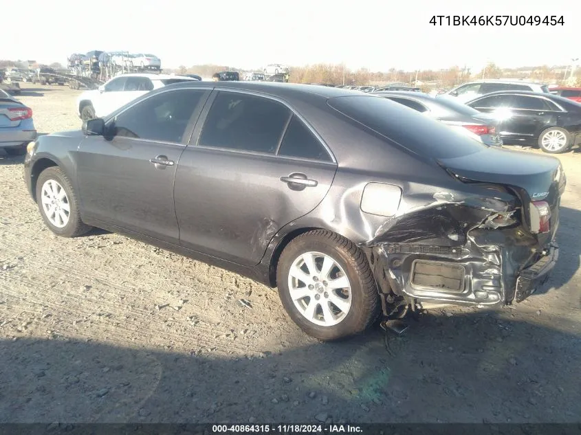 2007 Toyota Camry Le/Xle/Se VIN: 4T1BK46K57U049454 Lot: 40864315