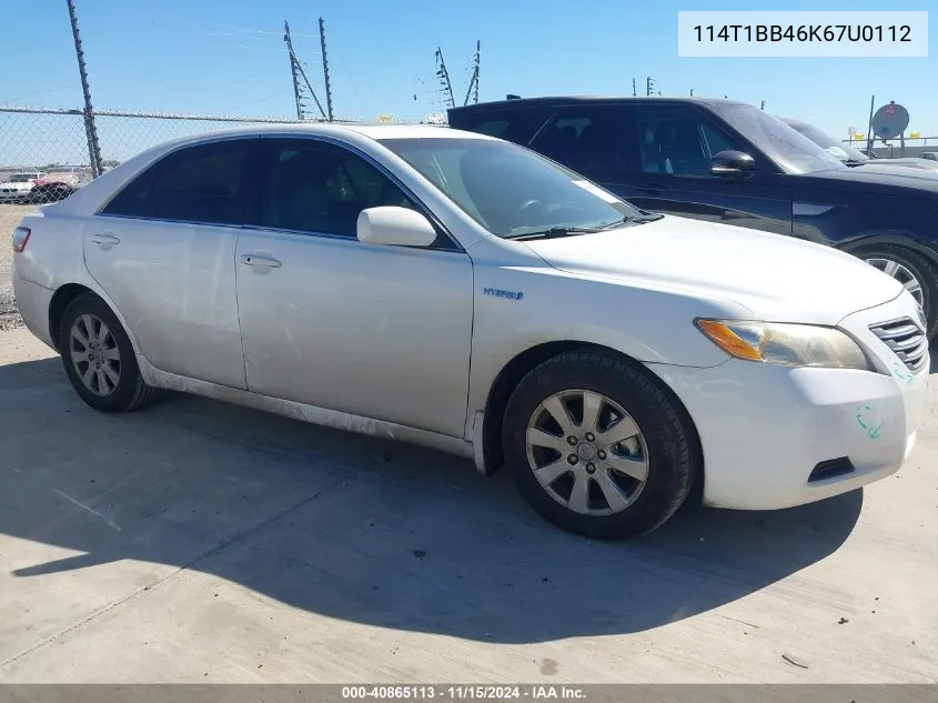 2007 Toyota Camry Hybrid VIN: 114T1BB46K67U0112 Lot: 40865113