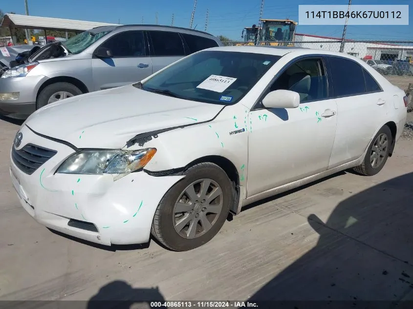 2007 Toyota Camry Hybrid VIN: 114T1BB46K67U0112 Lot: 40865113