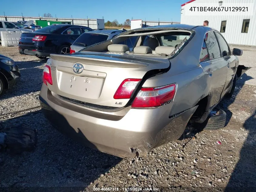 2007 Toyota Camry Le VIN: 4T1BE46K67U129921 Lot: 40867378