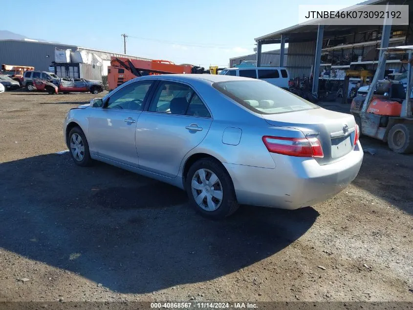 2007 Toyota Camry Ce/Le/Se/Xle VIN: JTNBE46K073092192 Lot: 40868567