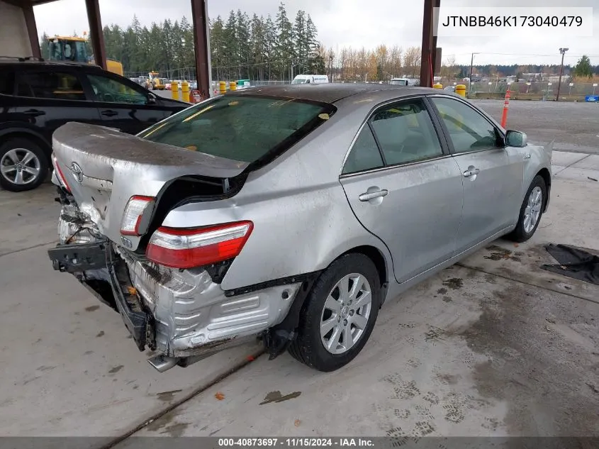 2007 Toyota Camry Hybrid VIN: JTNBB46K173040479 Lot: 40873697