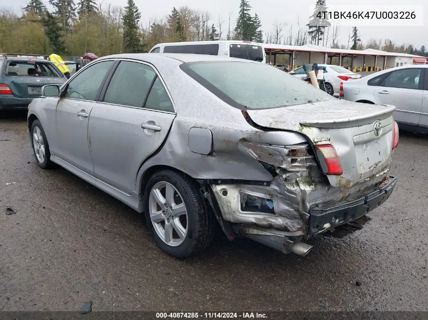 4T1BK46K47U003226 2007 Toyota Camry Se V6