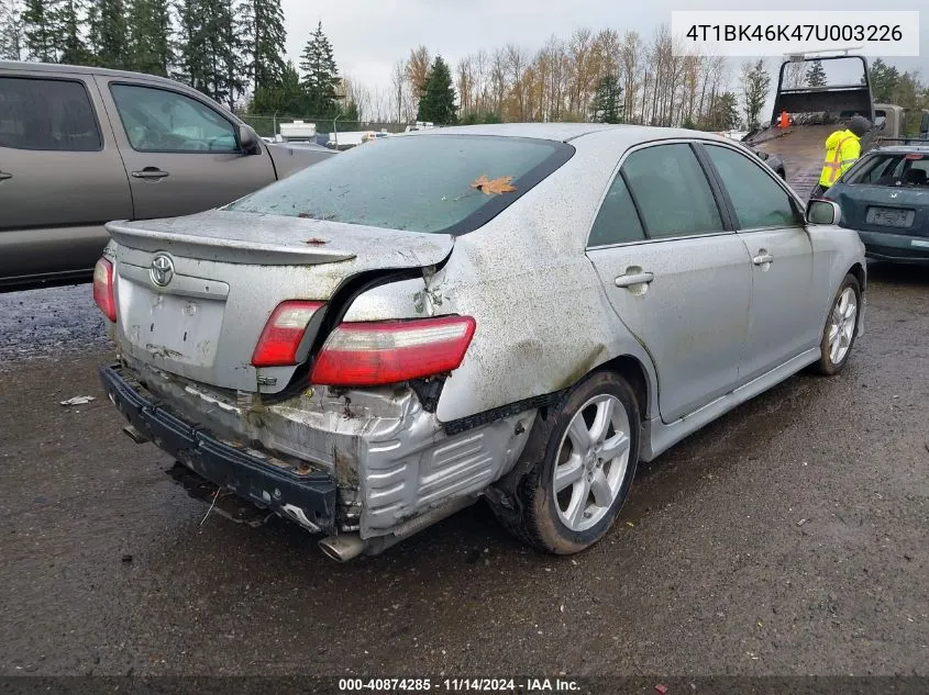 4T1BK46K47U003226 2007 Toyota Camry Se V6