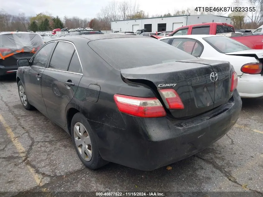 2007 Toyota Camry Le VIN: 4T1BE46K87U523355 Lot: 40877522