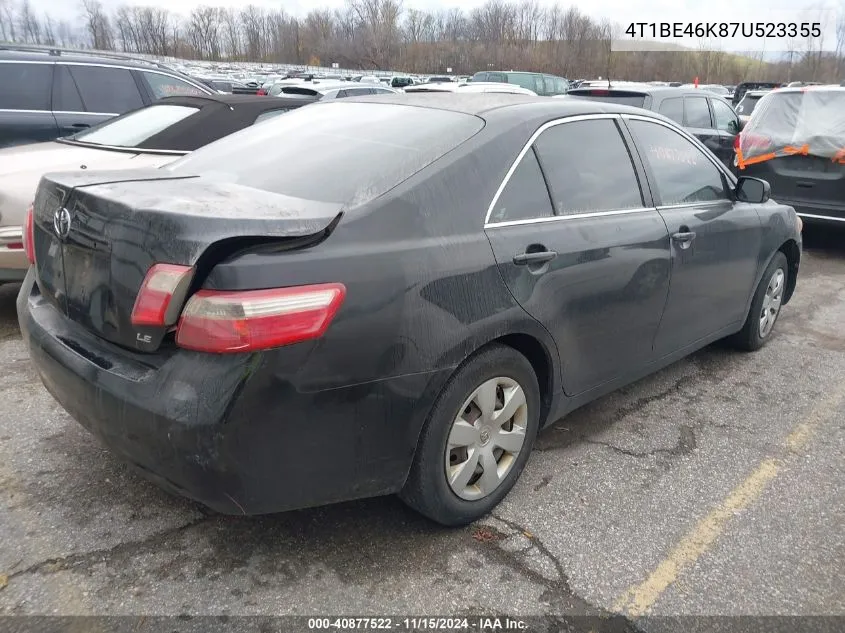 2007 Toyota Camry Le VIN: 4T1BE46K87U523355 Lot: 40877522