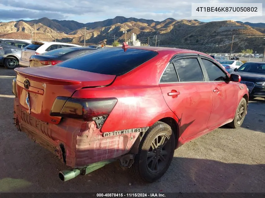 2007 Toyota Camry Le VIN: 4T1BE46K87U050802 Lot: 40878415