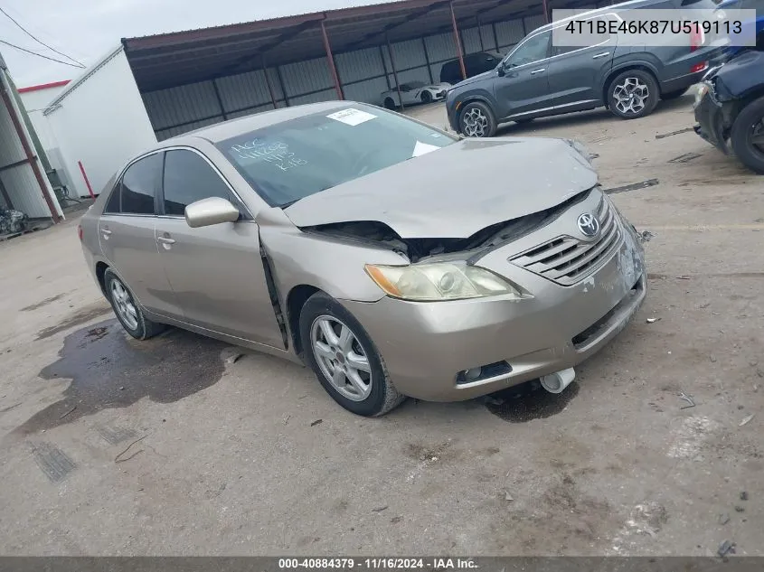 2007 Toyota Camry Ce VIN: 4T1BE46K87U519113 Lot: 40884379